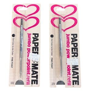 Vintage 1983 NEW Paper Mate Jumbo Powerpoint Pen Refills Fine Pt Black Set of 2